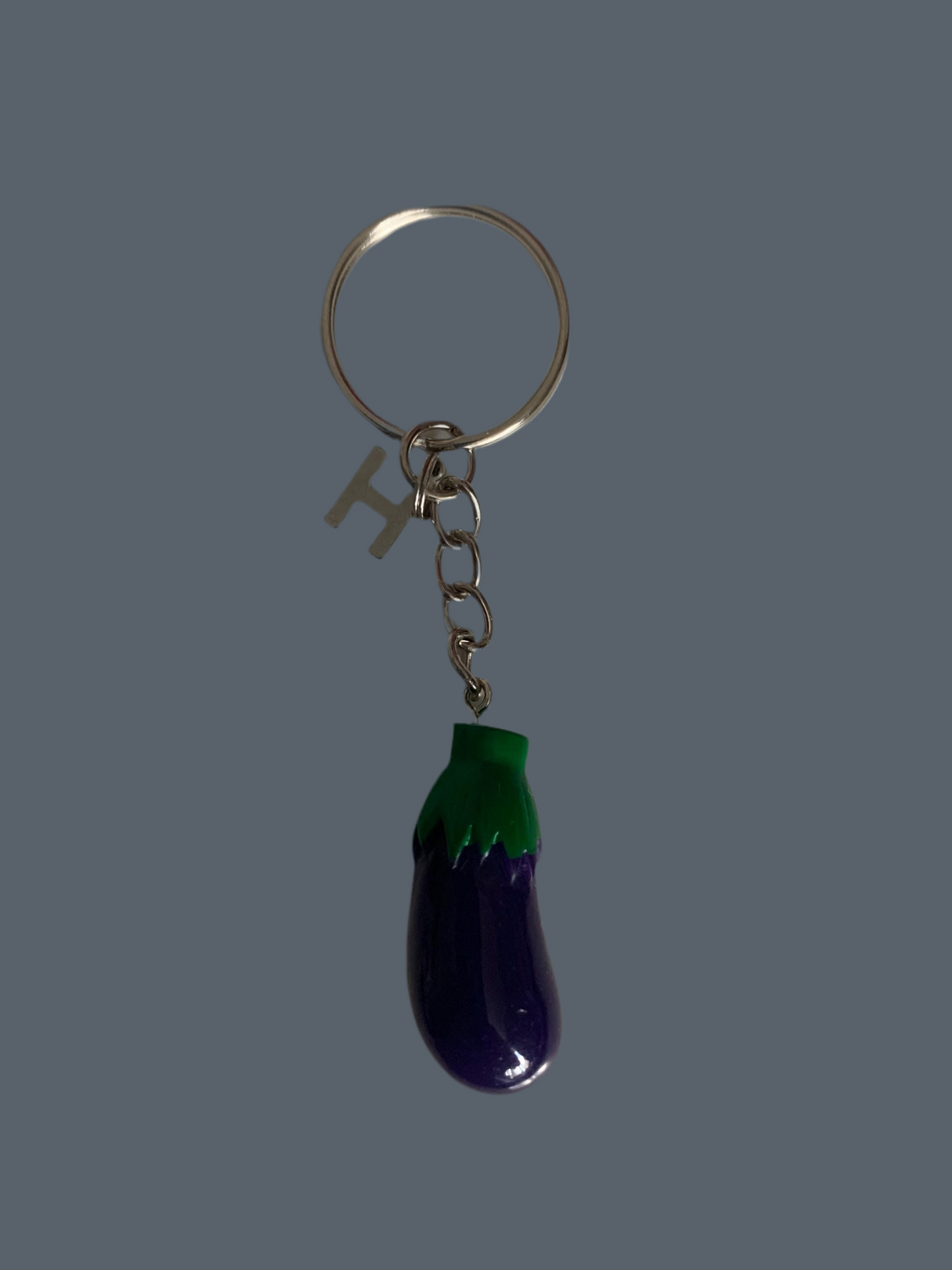 Personalised Aubergine keyring / eggplant gift