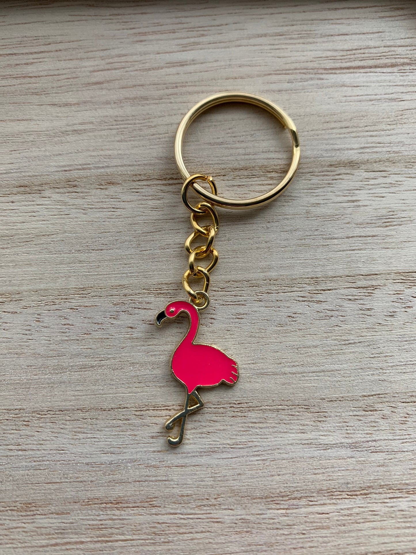 Pink Flamingo keyring charm