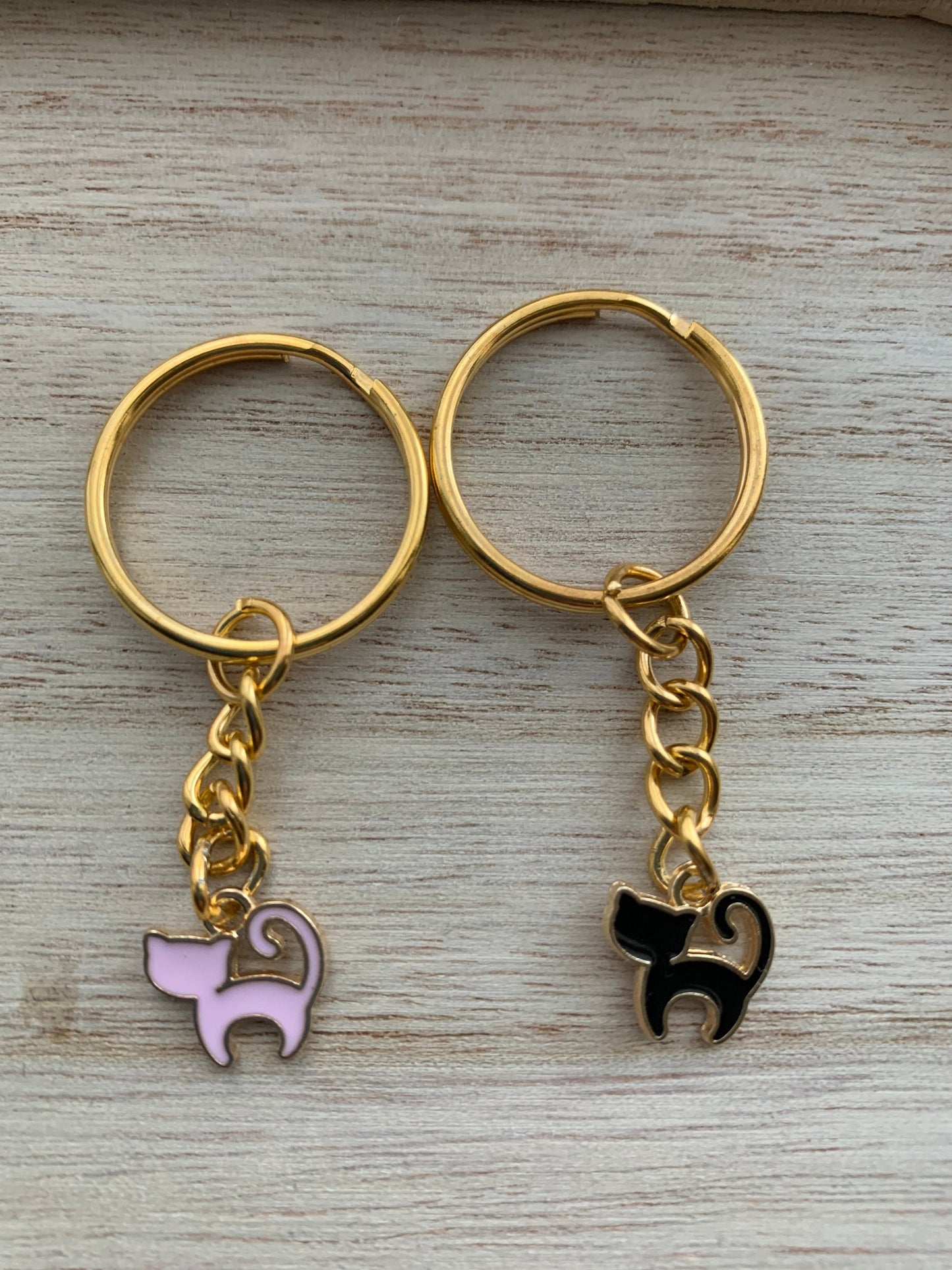 Personalised Cat charm keyring / cat lovers birthday gift