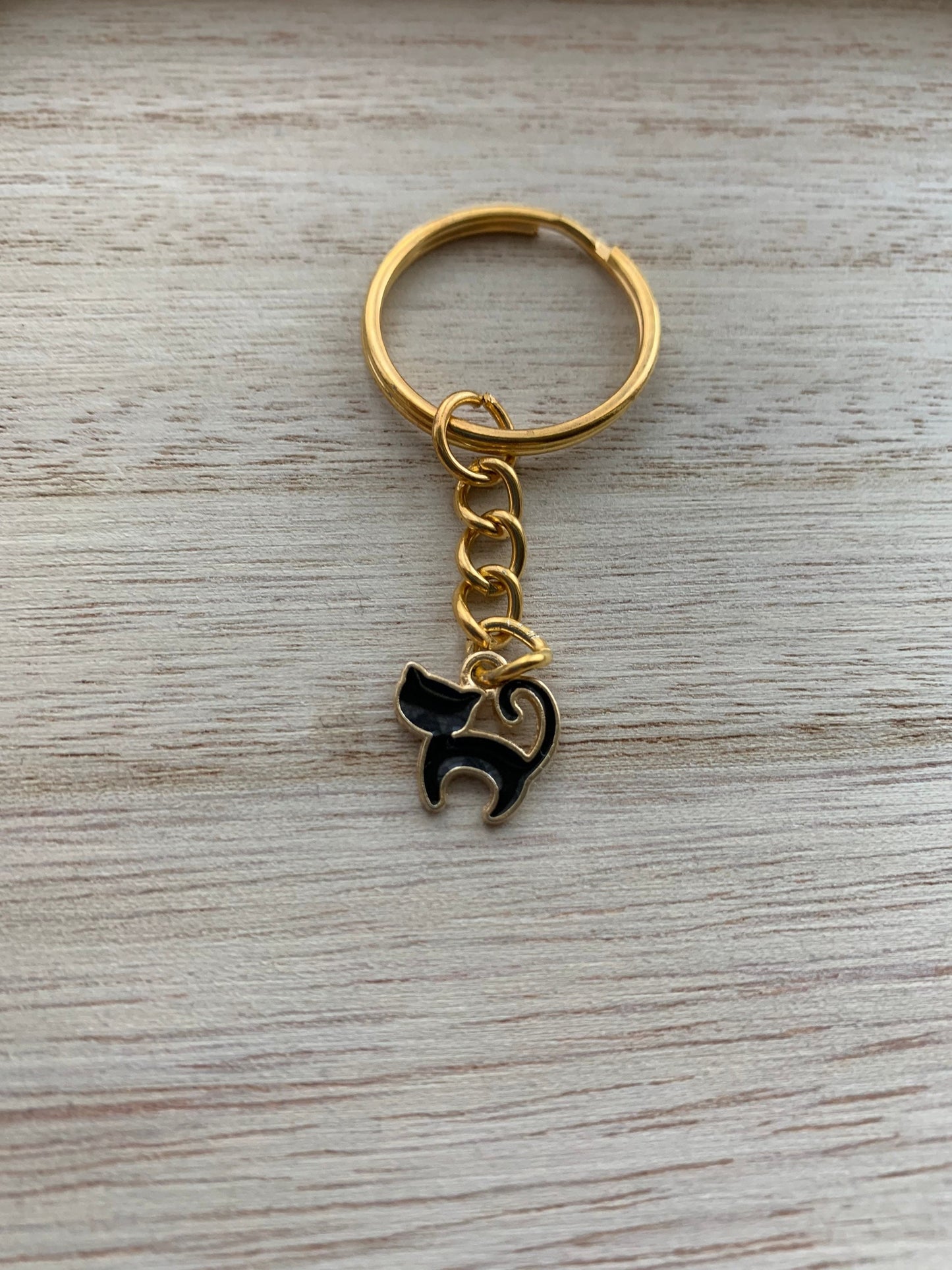 Personalised Cat charm keyring / cat lovers birthday gift