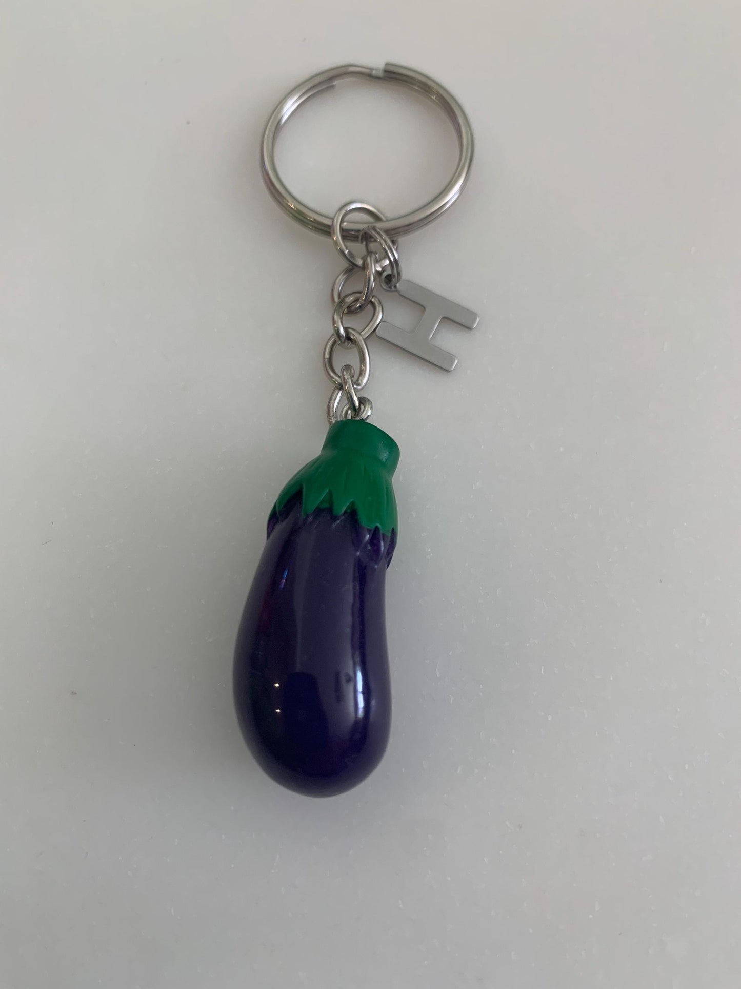 Personalised Aubergine keyring / eggplant gift