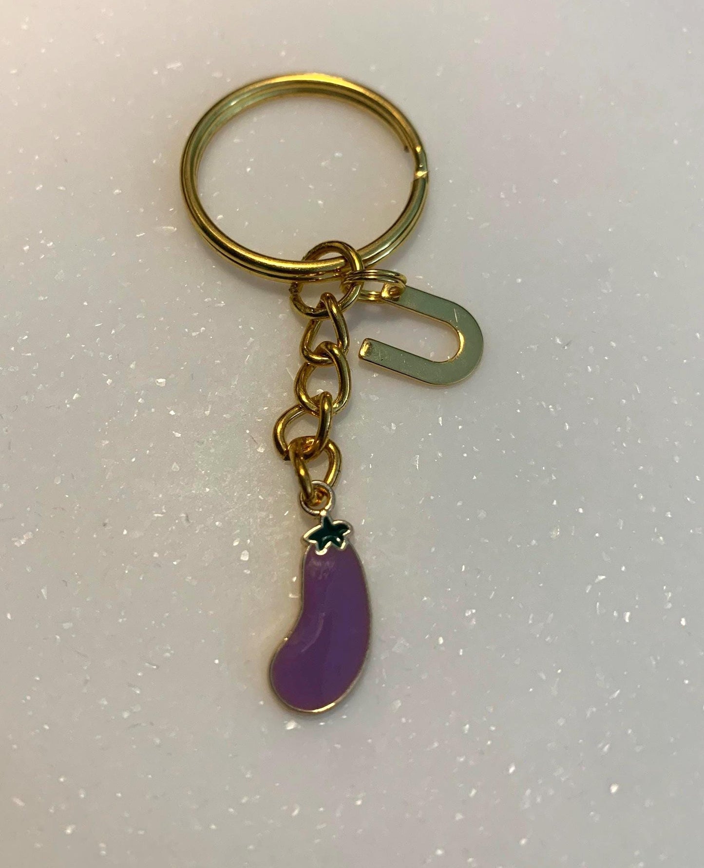 Personalised Eggplant Aubergine keyring
