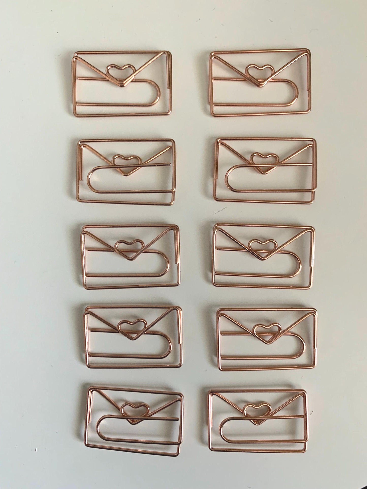Heart envelope paper clips