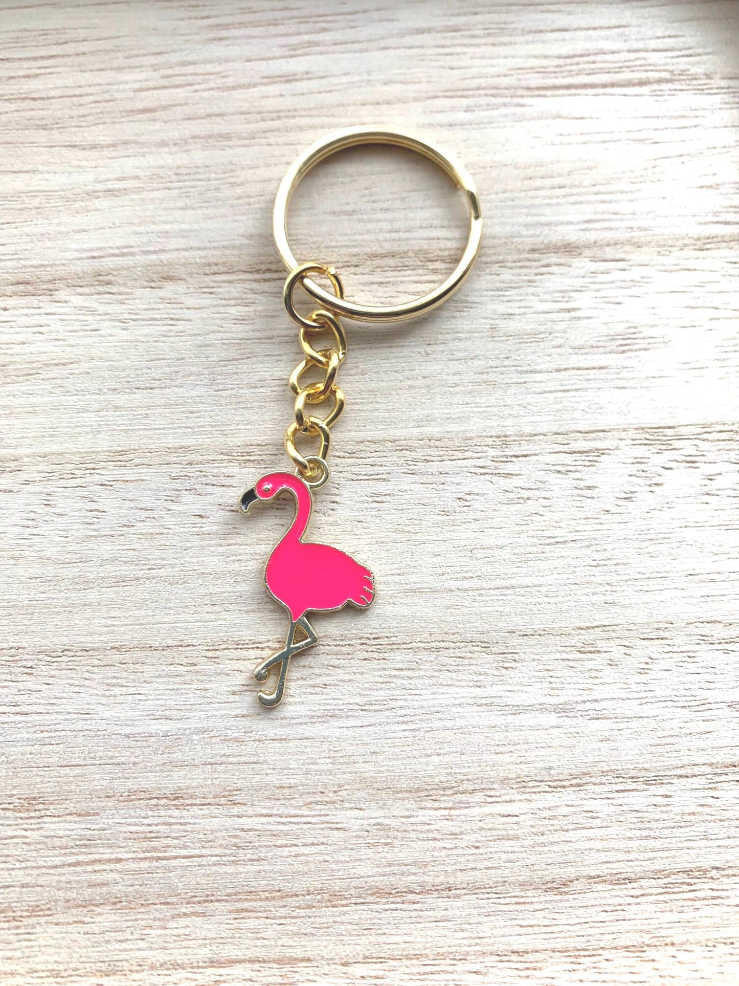 Pink Flamingo keyring charm