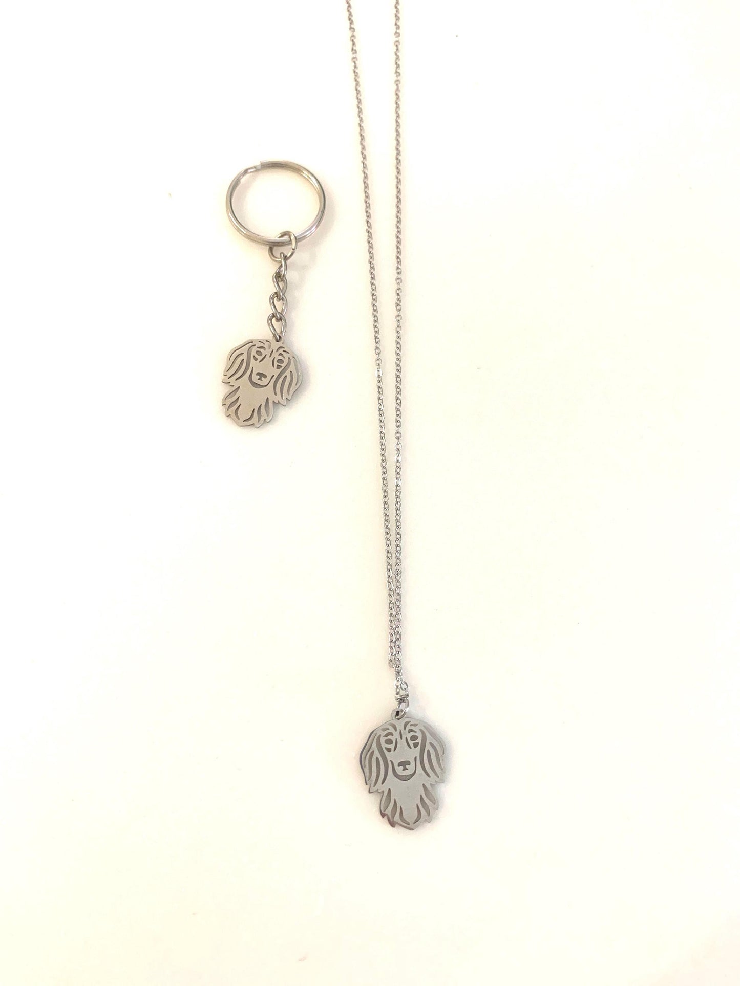 Sausage Dog keyring / Daschund necklace and keyring gift set