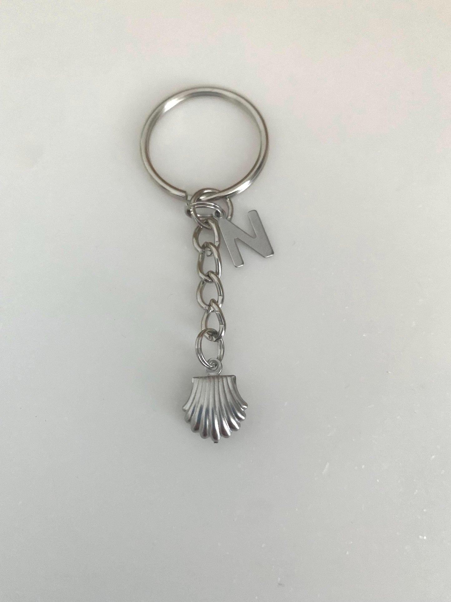 Personalised Initial Scallop Mermaid Keyring