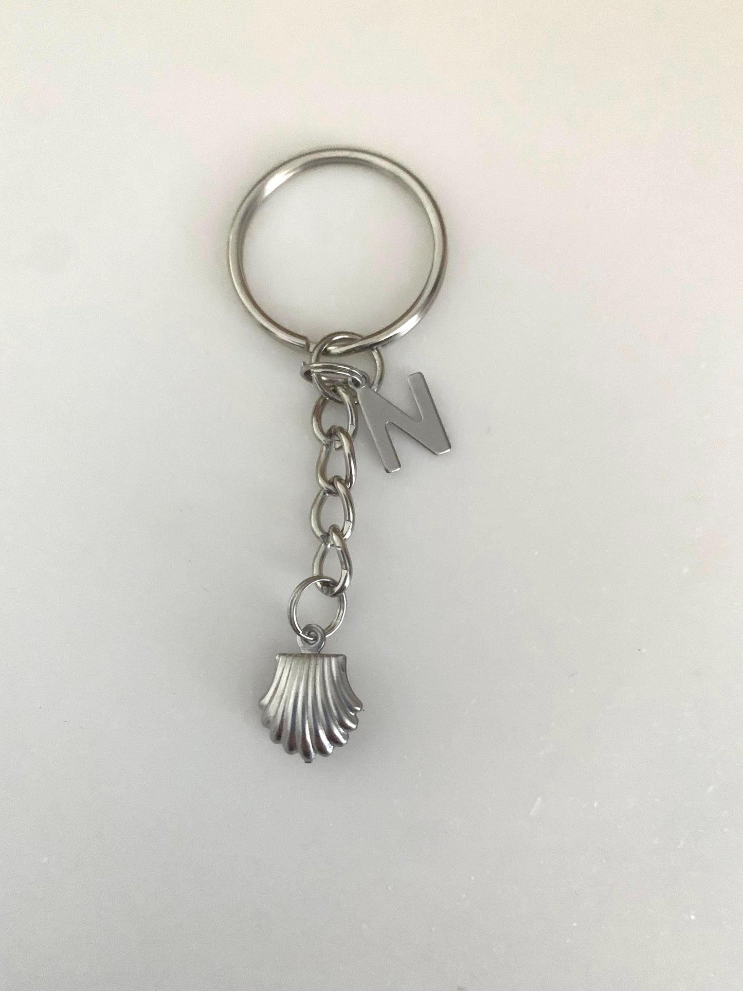 Personalised Initial Scallop Mermaid Keyring