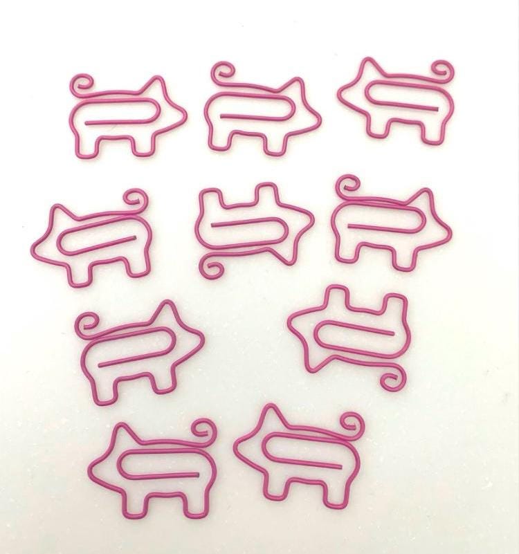 Pink pig Paperclips / cute pig stationery