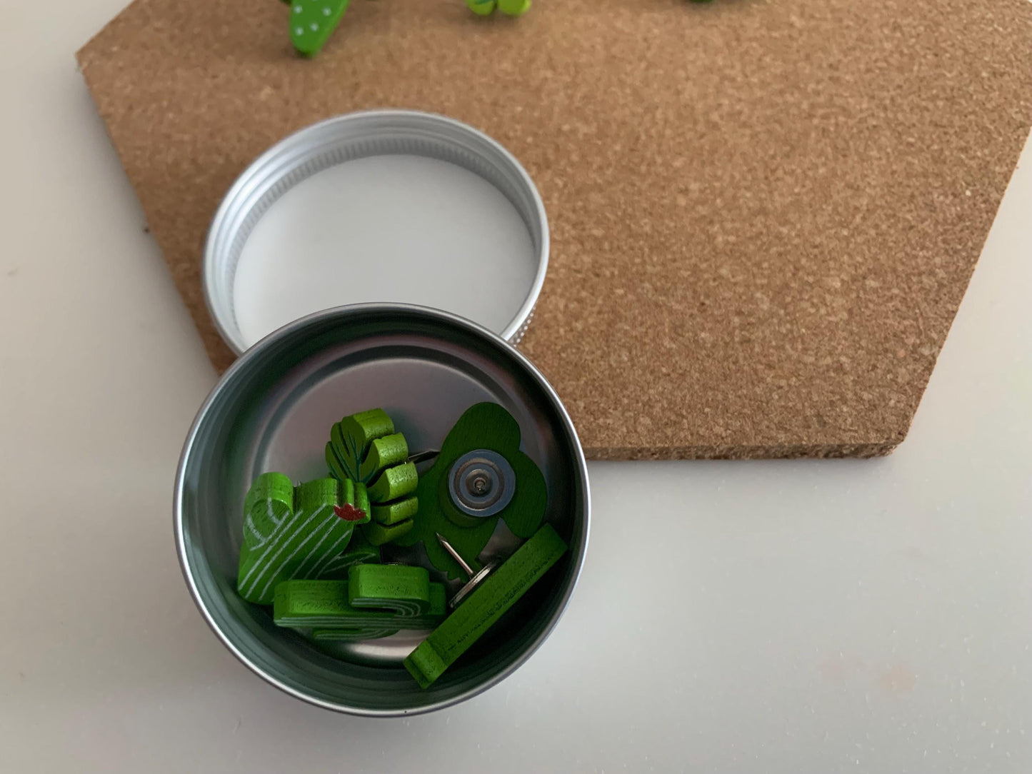 Cactus themed push pins corkboard