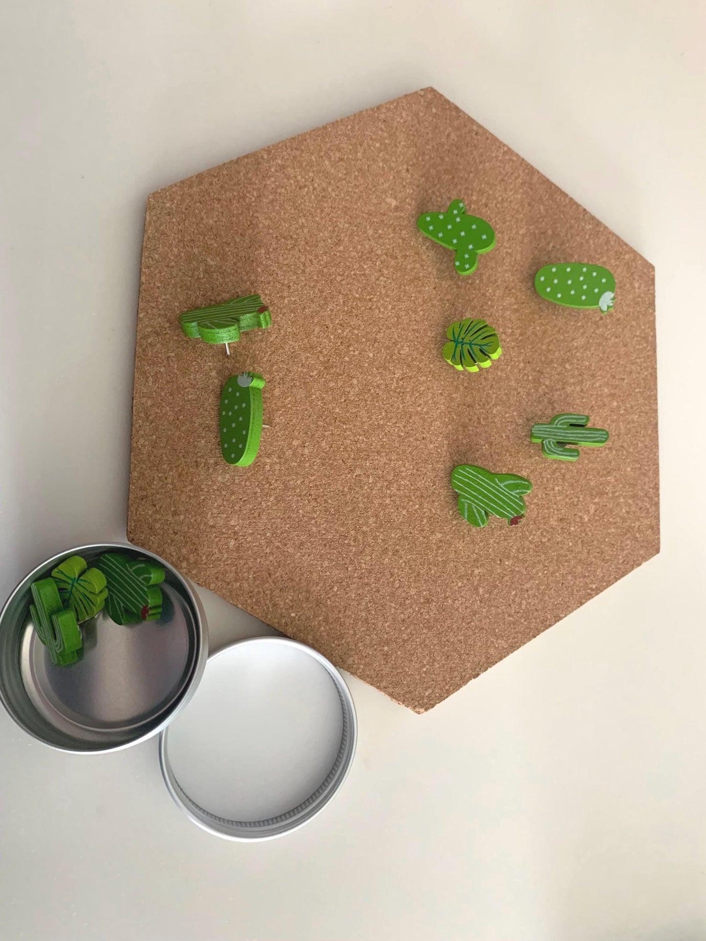 Cactus themed push pins corkboard