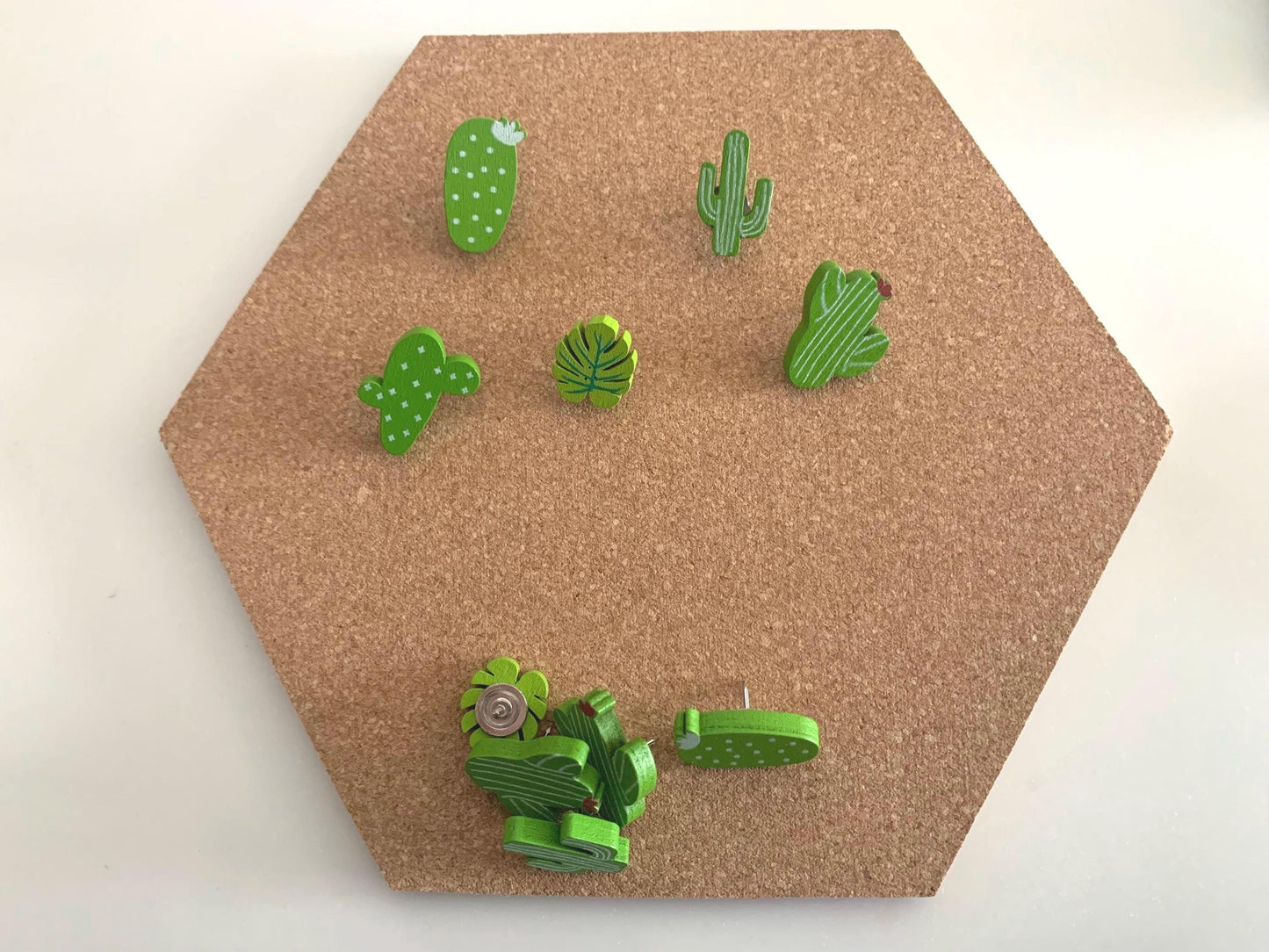Cactus themed push pins corkboard
