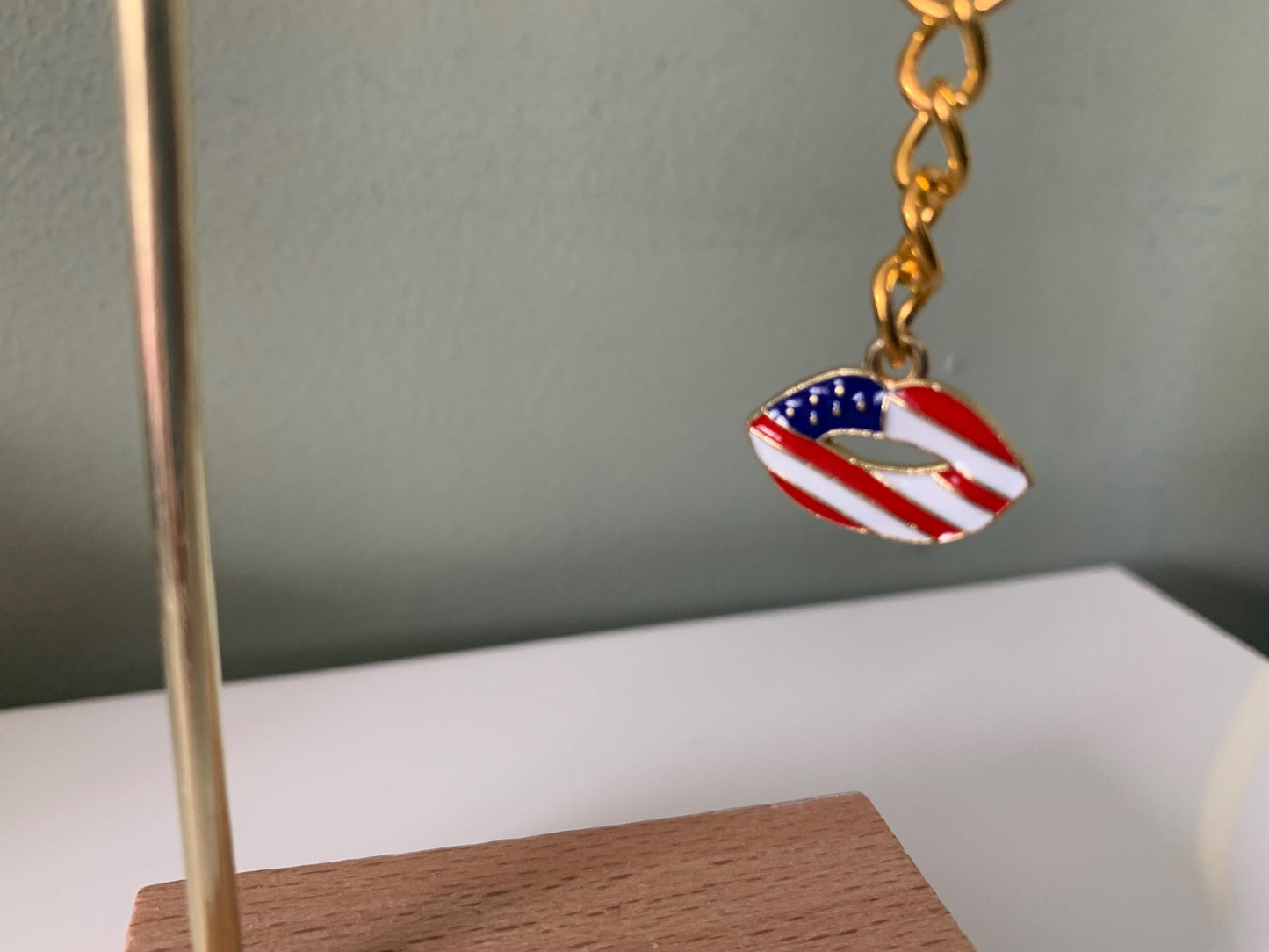 USA flag lips keyring / 4th July gift