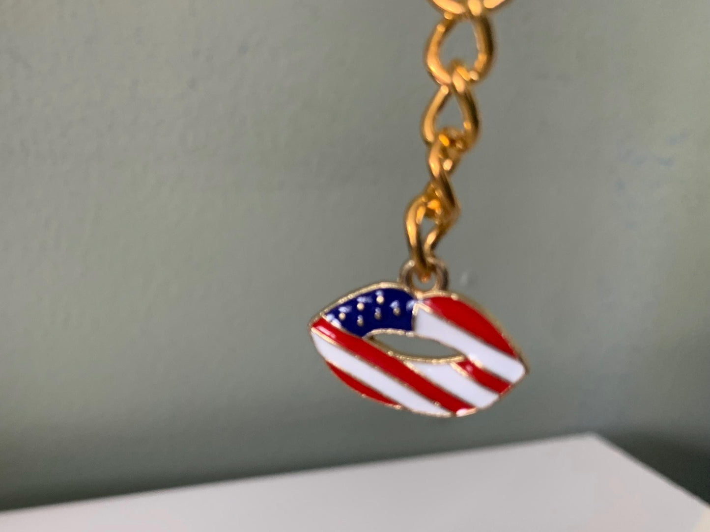 USA flag lips keyring / 4th July gift