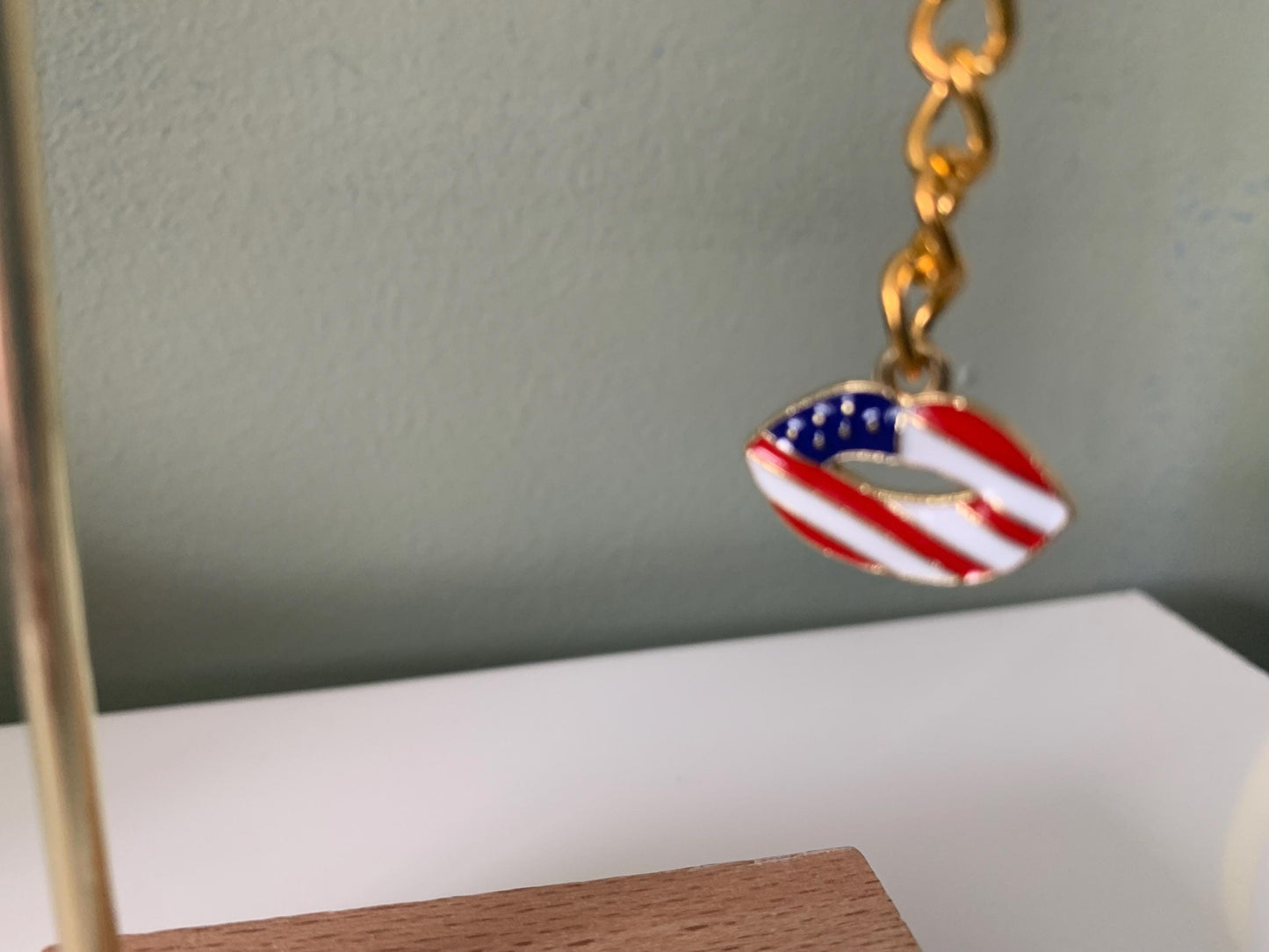 USA flag lips keyring / 4th July gift