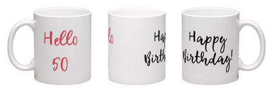 50th birthday mug / Hello 50 /  1975 birthday / the big five oh