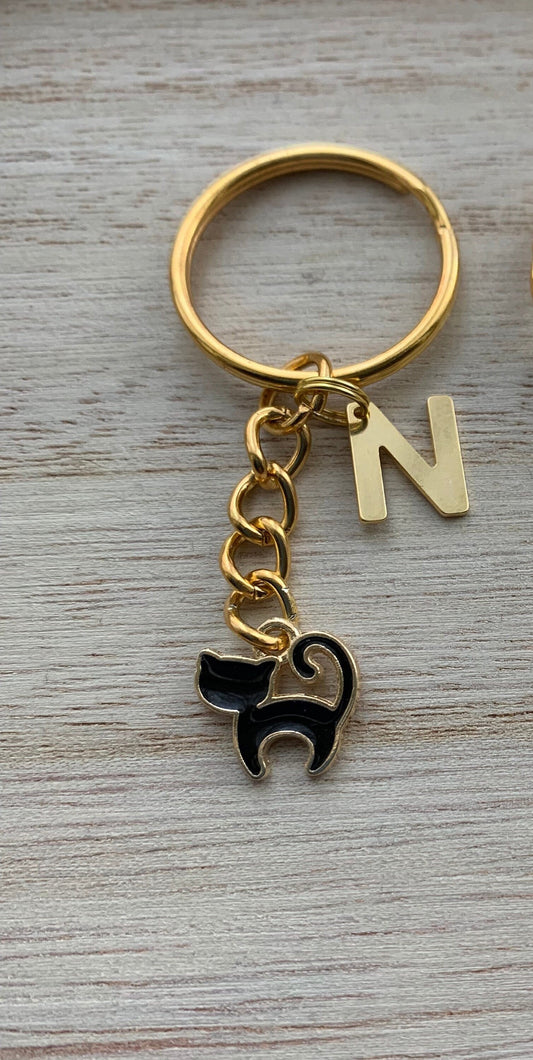Personalised Cat charm keyring / cat lovers birthday gift
