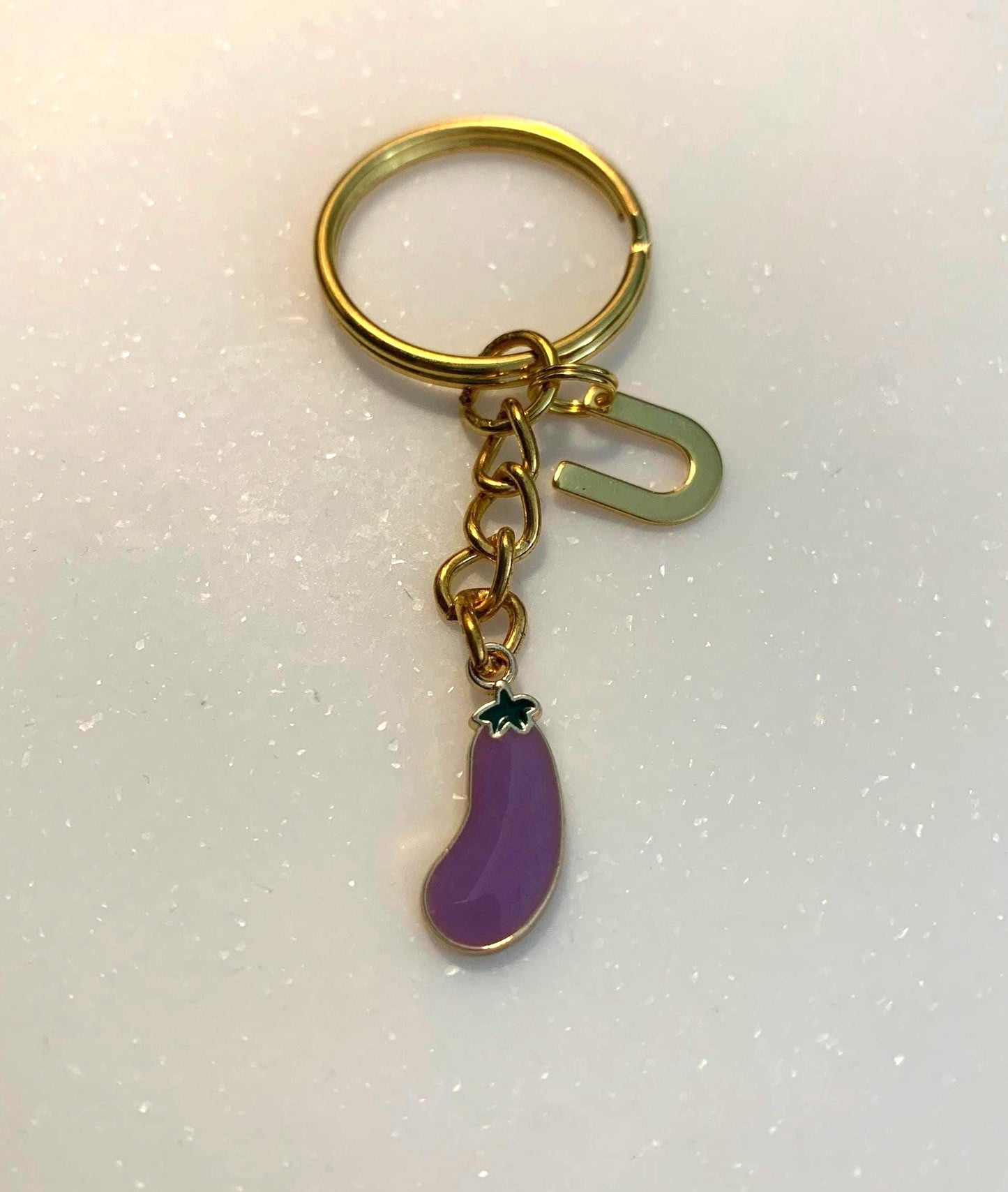 Personalised Eggplant Aubergine keyring