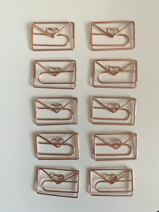 Heart envelope paper clips