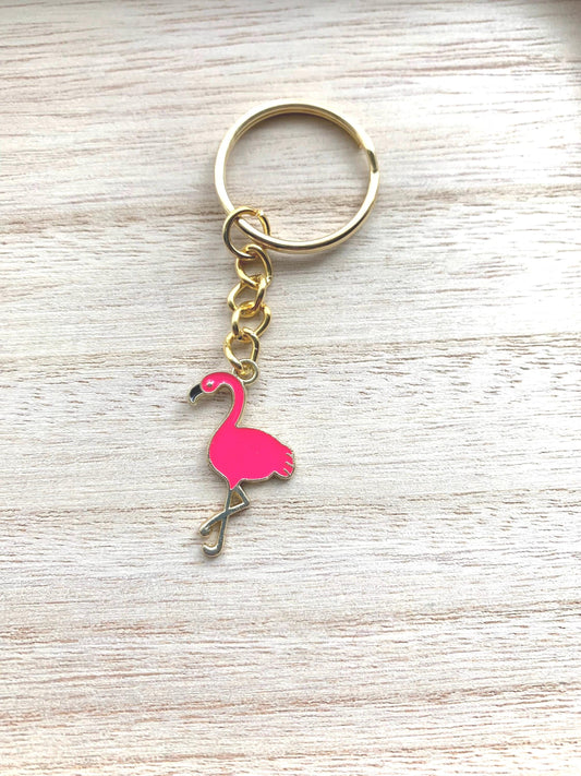 Pink Flamingo keyring charm