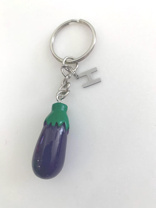 Personalised Aubergine keyring / eggplant gift