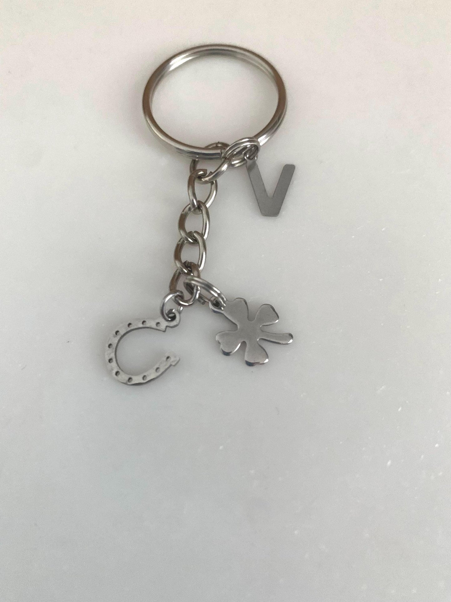 Personalised Lucky charm keyring /  horseshoe four leaf clover / St Patrick’s day