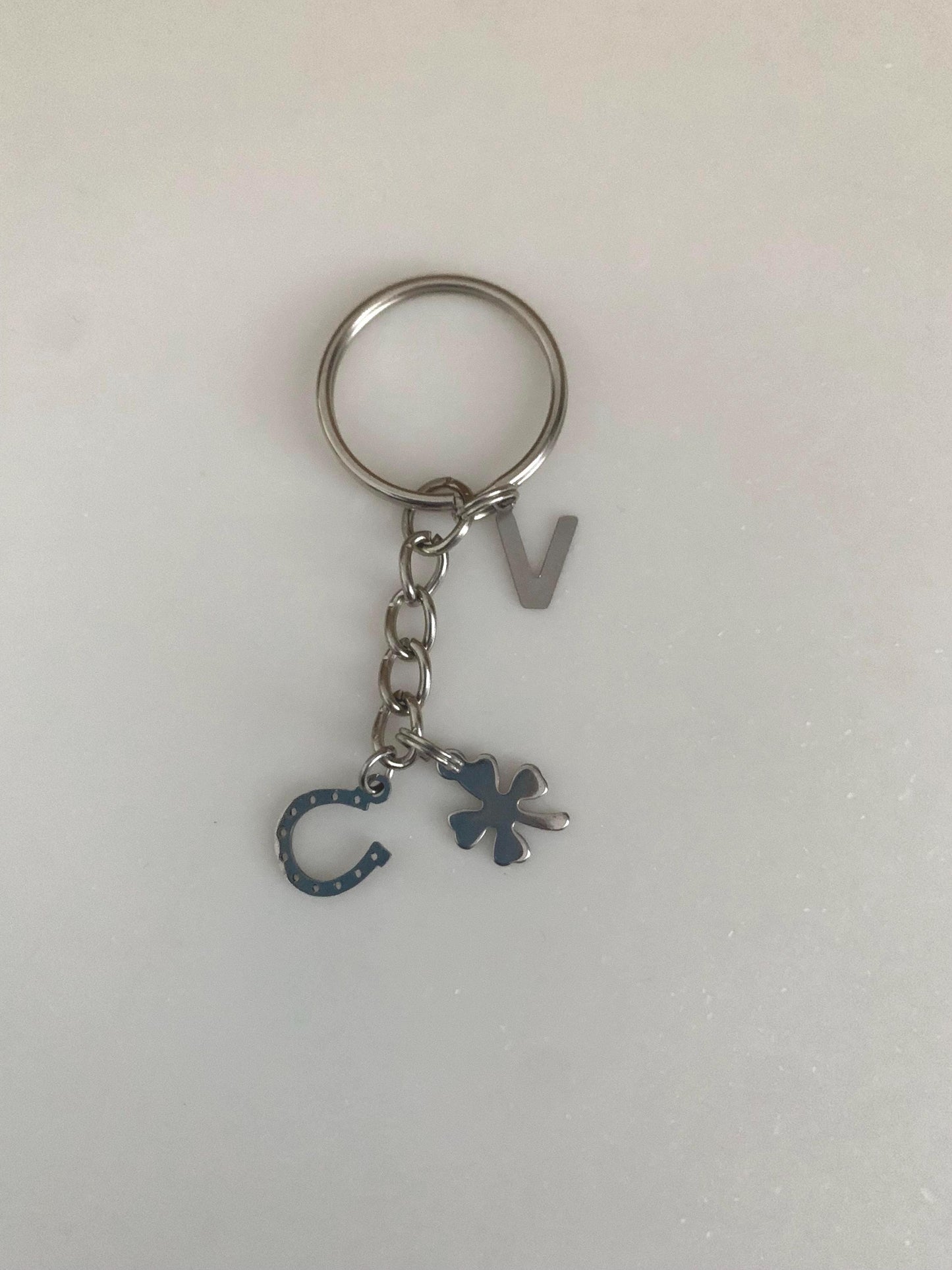 Personalised Lucky charm keyring /  horseshoe four leaf clover / St Patrick’s day