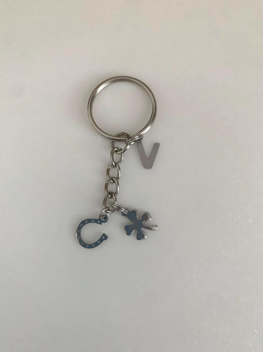 Personalised Lucky charm keyring /  horseshoe four leaf clover / St Patrick’s day