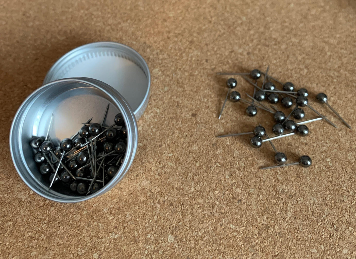 Gunmetal Ball Push Pins / cute corkboard pins / thumb tacks / drawing pins