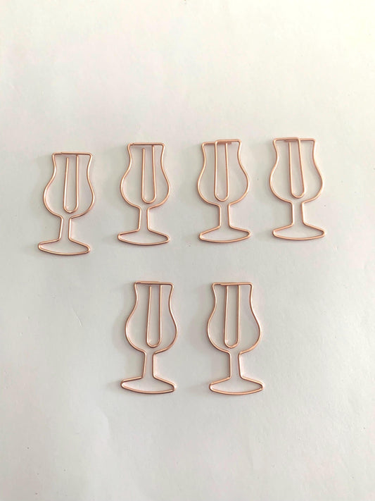 Rose gold wine goblet Paperclips  - stationery