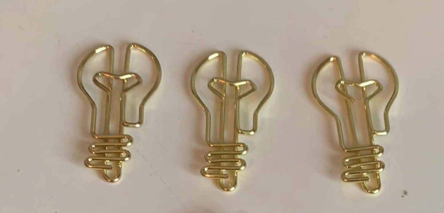 Gold lightbulb Paperclips / cute Paperclips