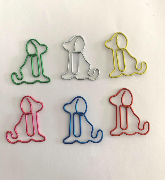 Multi coloured Puppy Paperclips - Animal stationery
