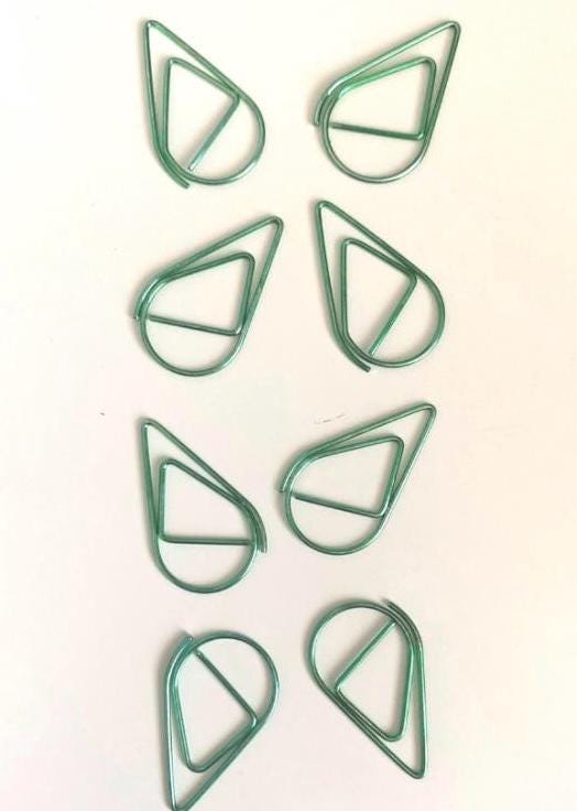 Tear drop Paperclips / green metal paper clip / stationery